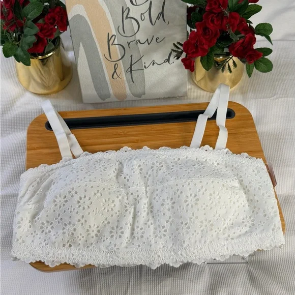 Auden Target White Lace Bandeau Bralette Removable Pad Wirefree Brallette - Picture 11 of 11